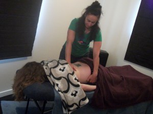 Nikki treating a client